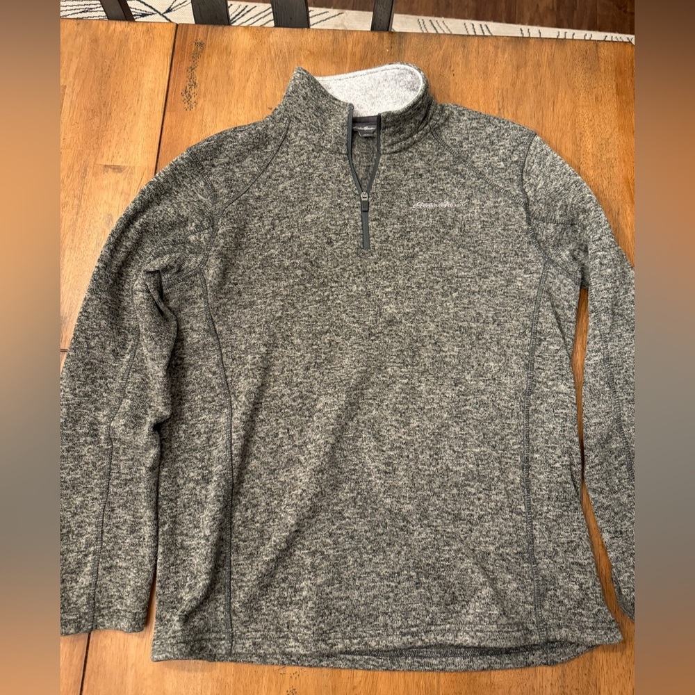 Mens Eddie Bauer Pullover 1/4 Zip Gray Large